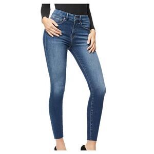 Good American Good Waist Crop Skinny Jeans Raw Hem Size 4/27